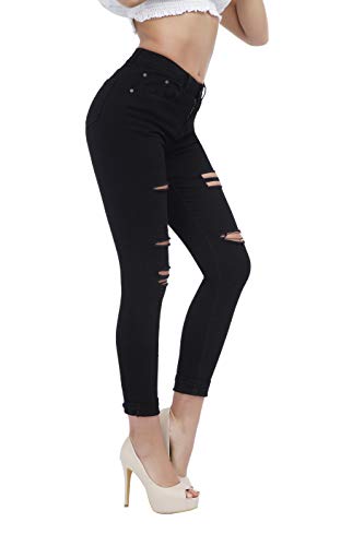 Women's Hight Waisted Butt Lift Stretch Ripped Skinny Jeans Distressed Denim Pants