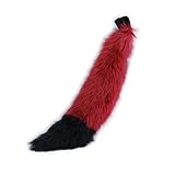 Pawstar Furry Fox Plush Mini Tail Adult Costume Cosplay - Dark Red and Black