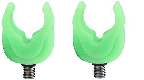 2Pcs Fluorescent Fishing Rod Holder Luminous Silica Gel Rubber Butt Rests Carp Fishing Tackle Gripper Rest Thread M3/8 (Fluorescent green, Large)