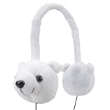 Kids Headphones (Polar Bear) - Groove Pal KDZ Wired On Ear Headphones for Children with Comfy Soft Plush Design, 3.5mm AUX Cord Jack, Limited Low Volume Safety - Perfect for Airplane, School, Home