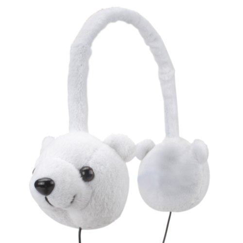 Kids Headphones (Polar Bear) - Groove Pal KDZ Wired On Ear Headphones for Children with Comfy Soft Plush Design, 3.5mm AUX Cord Jack, Limited Low Volume Safety - Perfect for Airplane, School, Home