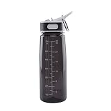 BOTTLED JOY Water Bottle, Reusable Sports Water Bottle with Straw and Handle BPA-Free Leakproof Drinking Bottle for Travel Outdoor Hiking Camping, 28 oz 800ml (Black)