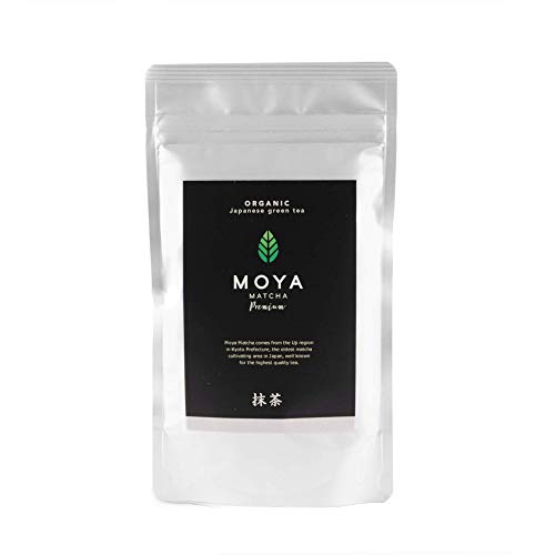 Moya Matcha Bio Tee Pulver Grün | 100g Premium Zeremonie-Qualität | Organisch Gewachsen und Geerntet in Uji,Japan | Grüntee-Pulver Matcha | Ideal für die japanische Teezeremonie mit Wasser