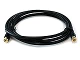 Monoprice RG6 Quad Shield CL2 Coaxial Cable with F Type Connector, 6ft, Black