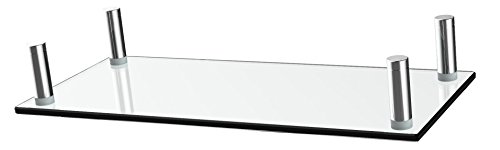 Husky Mounts Computer Monitor Riser Desktop Monitor Stand 22 X 9.5 Inch Thick Tempered Clear Plate Glass. 3"- 3 3/4" Adjustable Height Aluminum Legs Desk Shelf Laptop TV Riser Elegant Modern Design. - Thumbnail 6