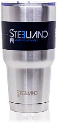 30 oz Stainless Steel Tumbler Cup With Splash Spill Proof Lid By Steeliano- Like Yeti Rtic Double Walled Vacuum Insulated Travel Coffee Mug Keeps Hot &amp; Cold For Hours