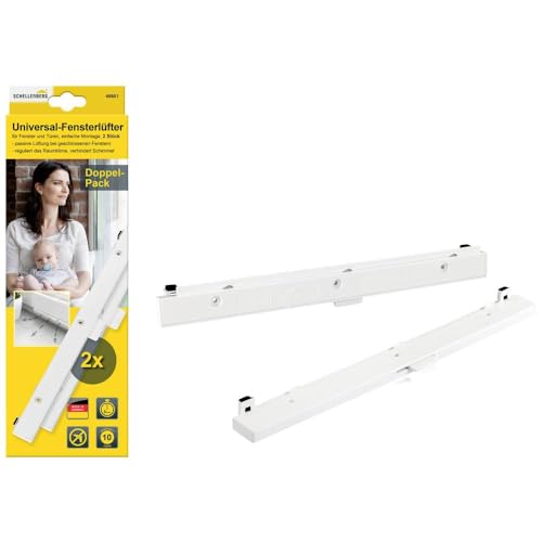 Schellenberg 46601 Universal-Fensterluefter Passivlueftung fuer den Fensterfluegel, Starterset/Doppelpack, Weiss