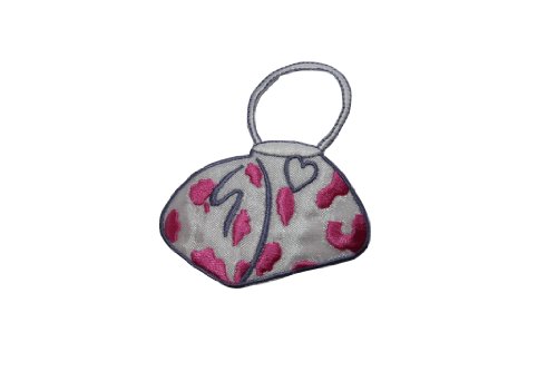ID #8377 White Purse Pink Cow Print Fashion Iron On Embroidered Patch Applique