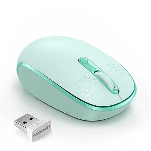 TECKNET Wireless Mouse, 2.4G Quiet Computer Mouse with USB Receiver, 4 Buttons Portable Cordless Mice for Chromebook, Laptop, PC, Mac, 800/1200/1600 DPI