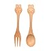 Daisy Happy Natural Bamboo Baby Feeding Set 3pcs Includes Plate, Spoon and Fork,BPA Free Infant and Kid Friendly - 7.8''
