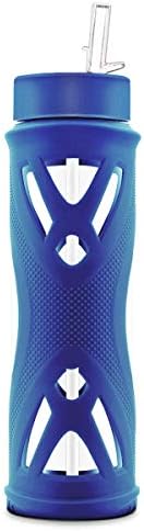 SHOKE Tritan Water Bottle with Silicone Sleeve, Flip Top/Straw Leak-Proof BPA-Free Wide Mouth, Lightweight Fit for Hiking, Camping, Gym, 24 OZ
