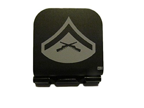 USMC Lance Corporal Stripes Laser Etched Hat Clip Black