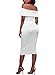 AlvaQ Women's Summer Sexy Off Shoulder Bodycon Midi Evening Coaktail Dress Lrge White