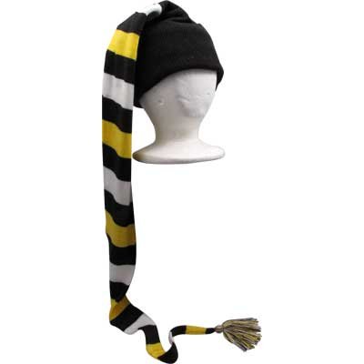 Gift House Knit Toboggan Black & Yellowith White Stripe
