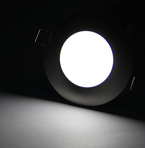 12V LED RV Boat Ceiling Lights Recessed Interior Dome Light Cabinet Roof Cabin Overhead Downlight 3.5W 3inches Brushed Nickel, 4 Pack (Cool White)