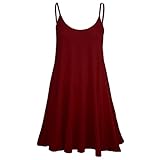 Women's Sleeveless Plain Strappy Floaty Flared Swing Dress Long Top