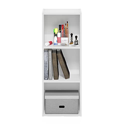 Furinno Pasir Open Bookcase 3 Tier Tool-Free Bookcase, White