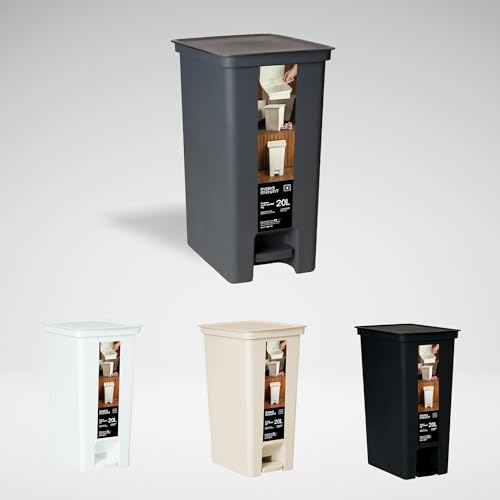 Lixeira Fly com Pedal 20L Paramount – Lixeira Plástica Grande com Tampa, Abertura sem Contato, Mais Higiene e Praticidade, Ideal para Cozinha, Escritório, Área Gourmet (cinza Chumbo)