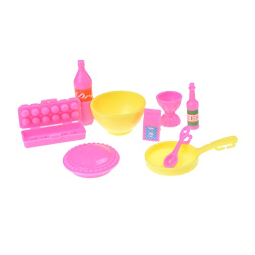 uhoMEy Set of 9 pcs Dollhouse Furniture, Mini Kitchen Toys Set for Barbie Dollhouse Appliances