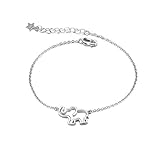 LUHE Paw Print Bracelet Sterling Silver Cute Dog Cat Paw Bracelets for Women Girls, 7.5