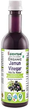 Brewtane Jamun Vinegar Organic with Mother 500 ml (USDA And India Organic Certified) - Raw, Unfiltered & Undiluted (Made with Organic Jamun Fruits)