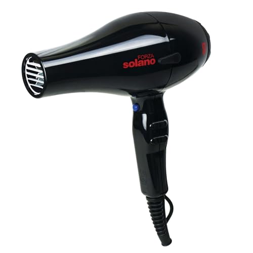 Solano Forza Ultra-Fast Ionic Far Infrared Hair Dryer | Eliminate Frizz + Enhances Volume | 1875 Watt + Tourmaline + Internal Silencer | Italian-Made