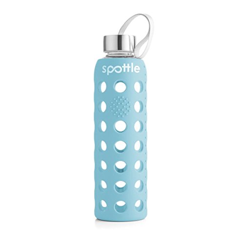 [- spottle Glasflasche/Trinkflasche Glas auslaufsicher 550ml - Trinkflasche Glas mit Silikonhü