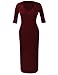 Rocorose Women's Sexy Deep V Neck 1/2 Sleeve Bodycon Strechable Knitted Sweater Dress
