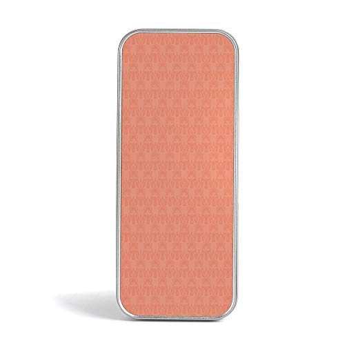 Tin Pencil Box,Peach,Special Gifts for Children/Kids,Flower Ornate Pattern Nature Inspired Image with Soft Color Spring Summer Foliage Print
