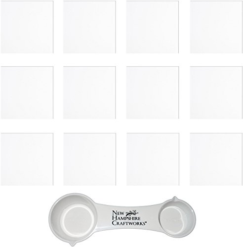 1-Inch Square, Bullseye Glass Clear Tekta, 90 COE, 12-Pack - Pre-Cut Fusible Glass Shapes and NHC Measuring Spoon Set