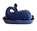Creative Co-Op Dark Blue Whale Shaped Butter Dish with Lid