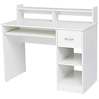 Rockpoint Kora Computer Desk with Keyboard Tray, Daisy White