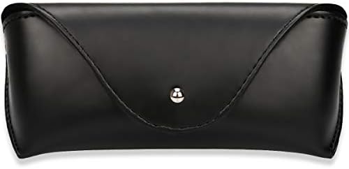 Portable Leather Glasses Case,Durable Soft Sunglasses Pouch Slim Case for Women Men Horizontal Eyeglass Case