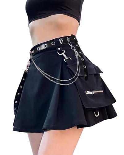 Kisswow Gothic Skirt with Belt Kawaii Skirt Goth Clothes for Women Mini Gothic Skirts at Amazon