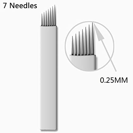 100Pcs Microblading Needles for Permanent Makeup Supplies 7 Pin Manual Eyebrow Blades