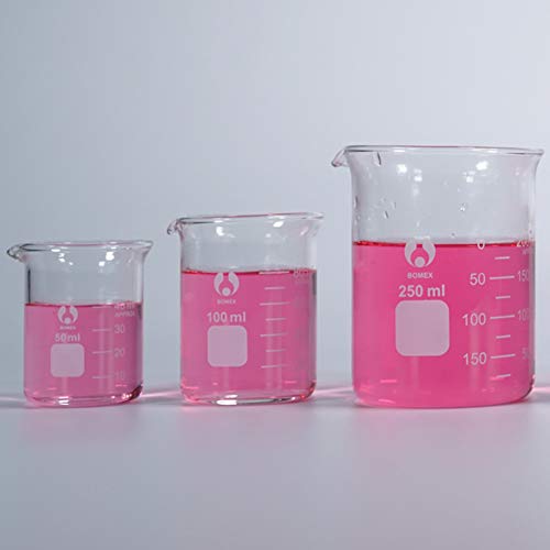 Glass Beaker Set Borosilicate Glass Measuring Low Form 50/100/250ml 3 Pack Graduated Beakers (3)