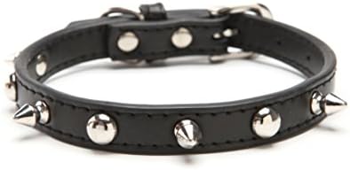 uDesignUSA Leather Adjustable Punk Spike Collar for Dogs & Cats