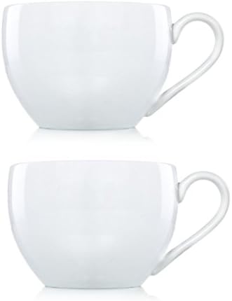 Tableau 18oz Jumbo Latte Cappacino Mug Heavy Duty Soup Mug Set of 2, White