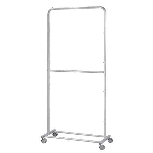 Simple Trending Double Rod Clothing Garment Rack, Rolling Clothes
