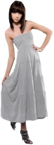 Blanks Women's Garment Dyed Micro Jersey Fold-Over Long Skirt/Dress, XL, Grey
