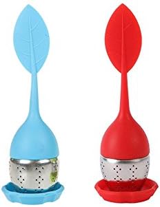 Silicone Tea Infuser by Fawei, Stainless Steel Strainer Filter Infuser with Leaf Handle (2-Pack)
