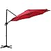 SUPERJARE 10 Ft Offset Hanging Umbrella, Crank Lift & 5 Lock Positions, 360° Rotation, Outdoor Patio Cantilever with Tilt Canopy - Red