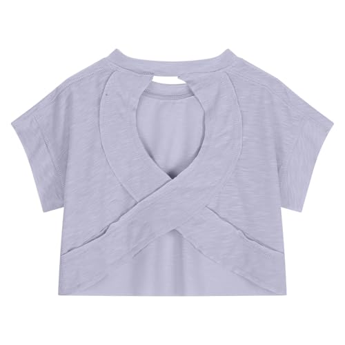 Free Dup ES People+My+Orders Placed Recently by Me+Haul Store Clearance Deals+Today's Deals Today Deals+Summer Tops Shirts for Teens Open Back Short Casual Running Crop Gym Yoga Tees Purple