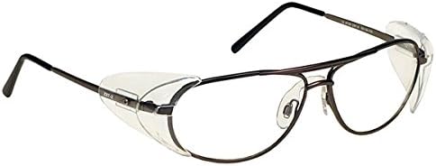 Glass Safety Glasses in Stylish Aviator-shape Metal Frame with Removable Side Shields - 62-14-135mm Eye Size - Photo Gray Extra Lens.