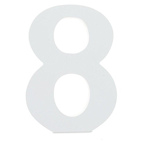 6" Classic Font White Color Wooden Number 8