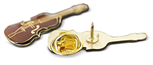 3-Piece Light Brown String Violin Fiddle Musician Lapel or Hat Pin & Tie Tack Set with Clutch Back by Novel Merk