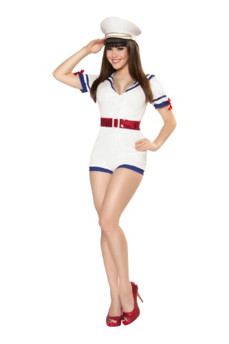 Roma Costume 2 Piece Playful Pinup Captain Costume, White, Small