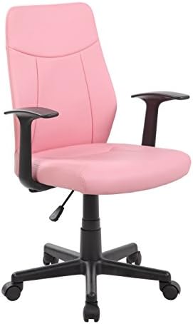 Ayvek Chairs Modern Ergonomic PU Mid-Back Executive Computer Desk for Home Office, Pink