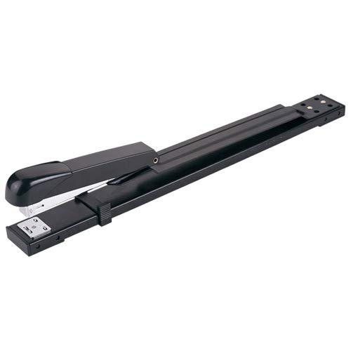 Heavy-Duty Long-Handle Stapler – Effortless Stapling for Up to 25 Sheets, Durable Metal Construction, Ergonomic Design for Office, School, and Home Use – Black (25 Sheets Capacity)