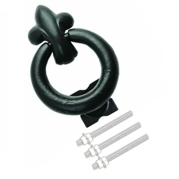TERF® 125mm Traditional Vintage Style Antique Black Ring Handle Door Knocker 125mm (5 inch) Door Gate Knocker for Front Door Including Fixing Screw - Pack of 1